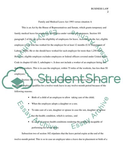 Family and Medical Leave Act 1993 vs sit A