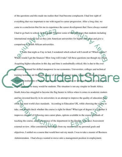 Education Experience in a United States University vs. Education in South Africa