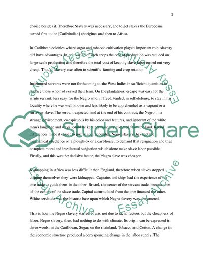 The Origin Of Negro Slavery