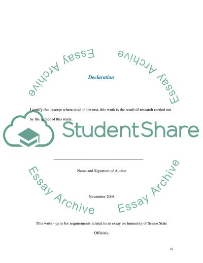 Immunity of Senior State Officials