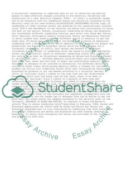 Management of Organizational Behavior. Leadership