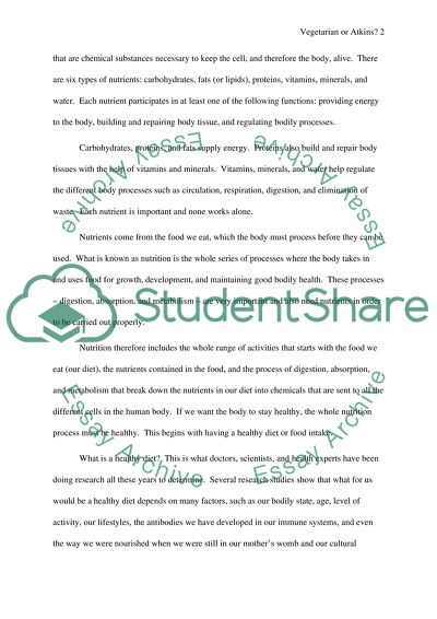 Healthy Diets of Atkins and Vegetarian