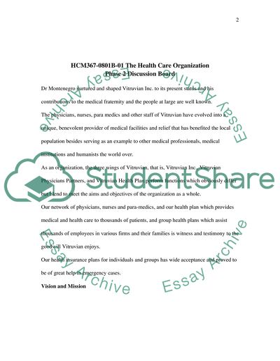 HCM367-0801B-01 The Health Care Organization - Phase 2 Discussion Board