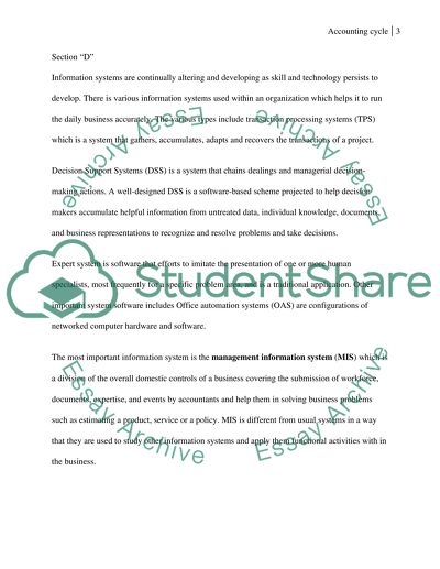 Accounting Cycle Description