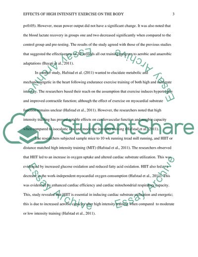 Effects of High-Intensity Exercise on the Body