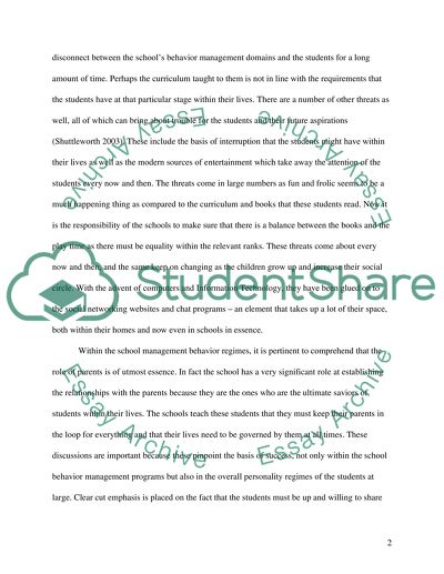 Importance of Childrens Essential Needs to a Schools Behavior Management Policy