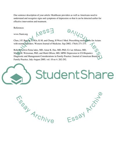 Recognition of Depression and Aknowlegement of Depression
