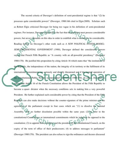 The Concept of Semi-Presidentialism of the Fifth Republic