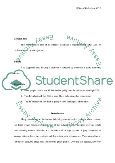 The Effect of Defendants Socioeconomic Status