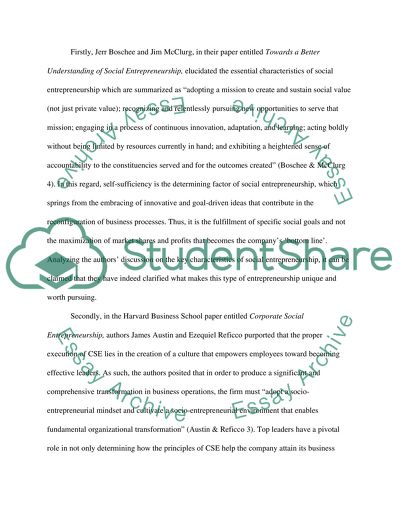 Social Entrepreneurship: A Critical Examination of Four Sources