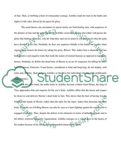 Discuss the character of Achilles in Homers Hiad