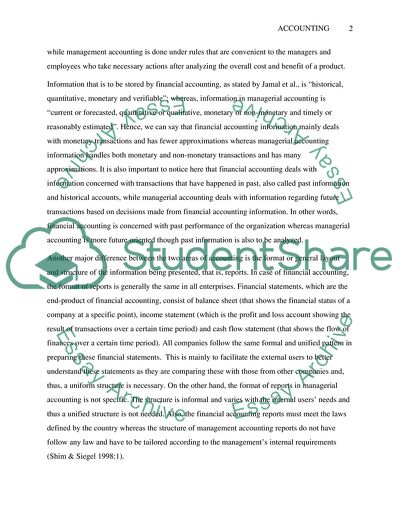 Financial Accounting and Management Accounting