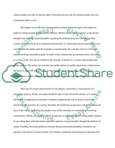 Critical Review on Mcnair chapter 2 from his An Introduction to Political Commun