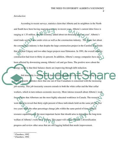 The Need to Diversify Albertas Economy