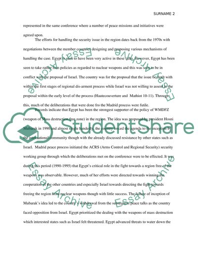 Egypt position on Regional Arms Control Process