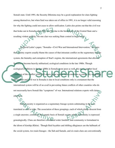 Causes of Intrastate Conflicts in Somalia
