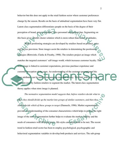 Market Segmentation in the Fashion Retail Sectors