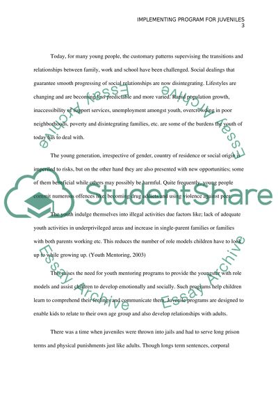 Implement a program for juveniles