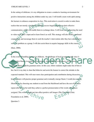 Childcare Level 3- The questions are listed in the instructions box