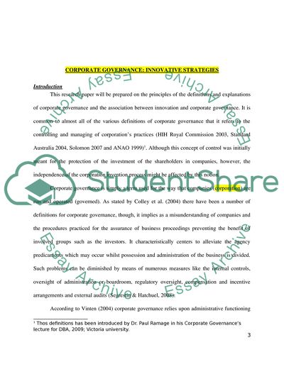 The Effect of Corporate Governance on Innovation Strategy