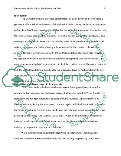 International Media Policy: The Ukrainian Crisis