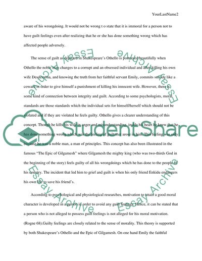Analysis of Guilt Feeling in Shakespeares Othello