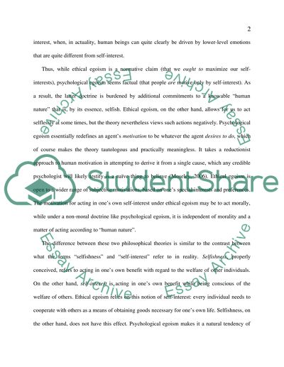 Psychological egoism essay