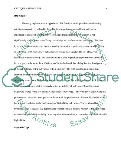 Critique Assignment