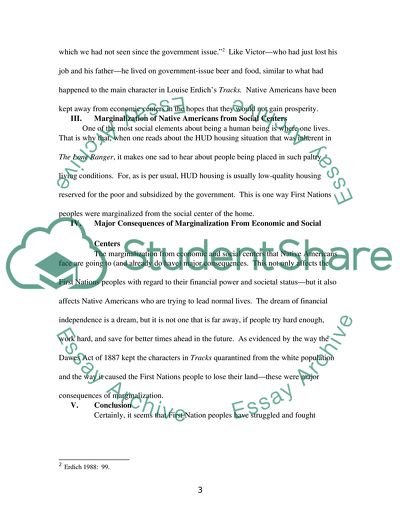 Marginalization of Native Americans from the economic and social centers of the nation