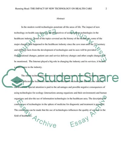 The Impact Of New Technology On Healthcare