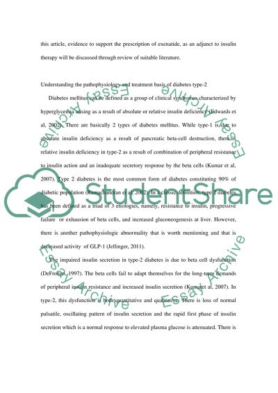 The Prescription of Exenatide for Adults Type-2 Diabetes Patients on Insulin Therapy