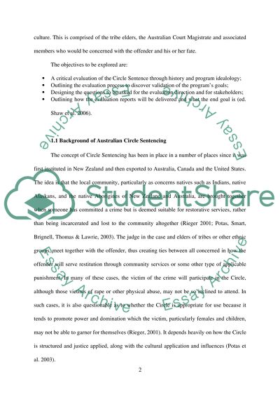 Evaluation of the Program: Circle Sentencing