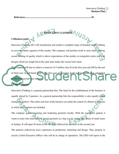 Business Plan for Innovative Clothing