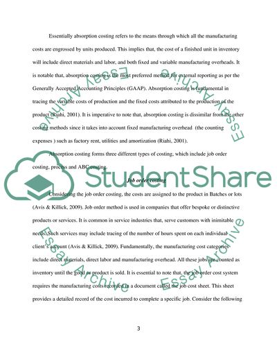 Absorption Costing for Welsh Company - Weaknesses and Strengths, Job Order Costing, Process Costing