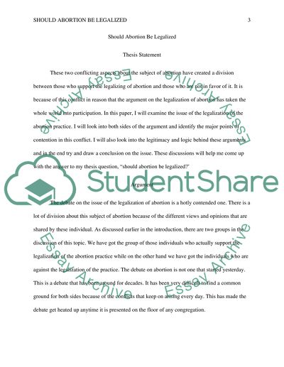 Should Abortion be Legal