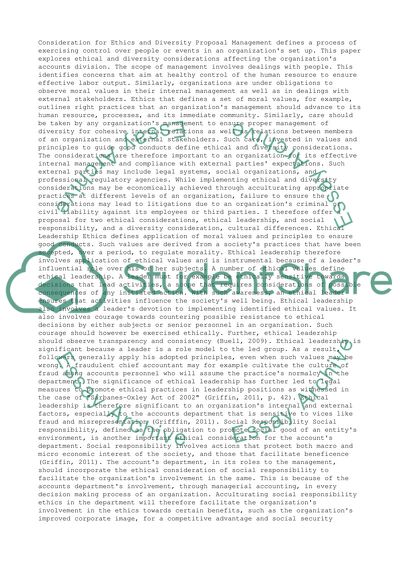 Consideration for Ethics and Diversity Proposal