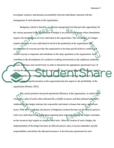 Budgetary Control Tool
