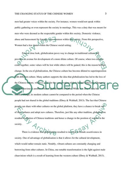 The Changing Status of the Chinese Women in Modern Times