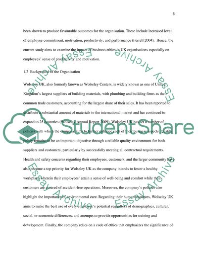 Managing Business Ethics at Wolseley UK