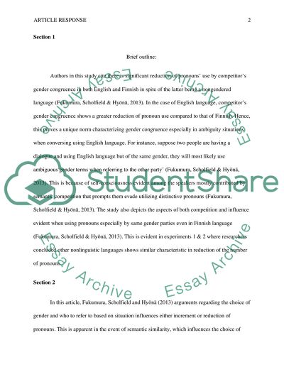 Response of Articles about Gender Ambiguity in English