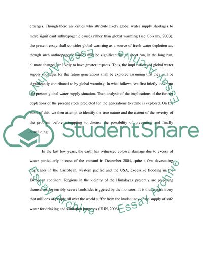 Global Warming and Water Shortage