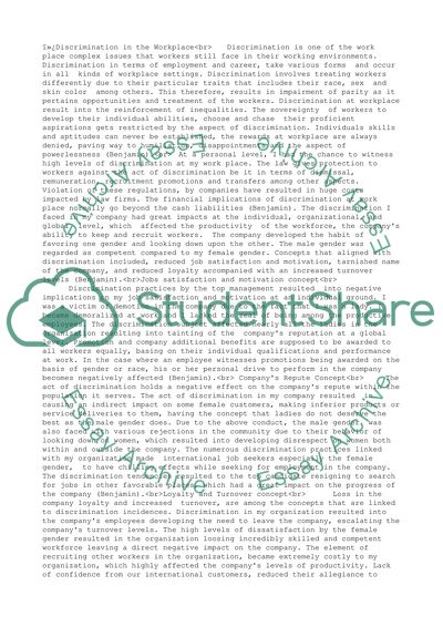 Discrimination in the Workplace