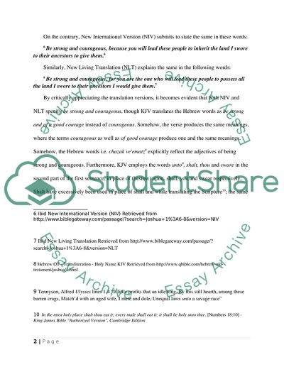 Analysis of the Translation: Joshua 1:6-8T