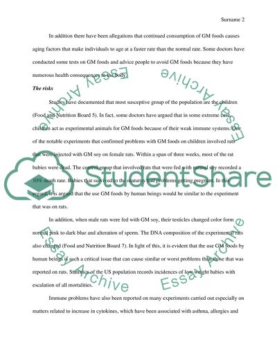 Genetic modified food in the U.S. (GMO)