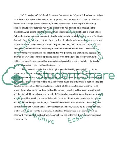 Following a Childs Lead: Emergent Curriculum for Infants and Toddlers