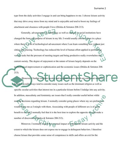 Personal Leisure Choices