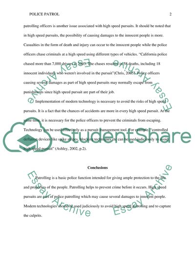 Purposes of police patrol