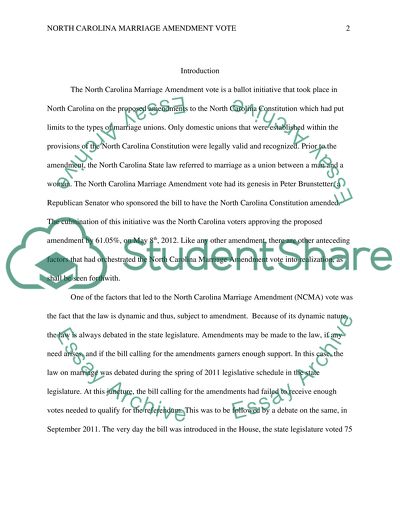 What Lead To North Carolina Marriage Amendment Vote