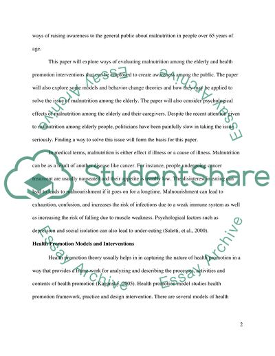 Malnutrition among people older than 65 years