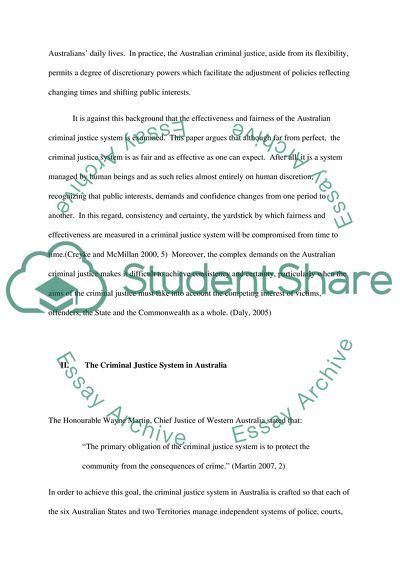 Is the Criminal Justice System in Australia Fair and Effective